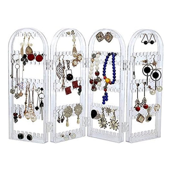 4 Folding Storage Hanger Acrylic Earring Screen Holder Display Stand Clear (1 Set)