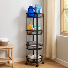 4-layer Round Metal Mesh Storage Organizer Rack With Wheels (1 Pc)
